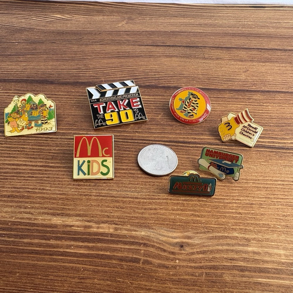 Vintage McDonald's Advertising Promo Enamel Lapel Pin Lot McKids‎ Hamburger U